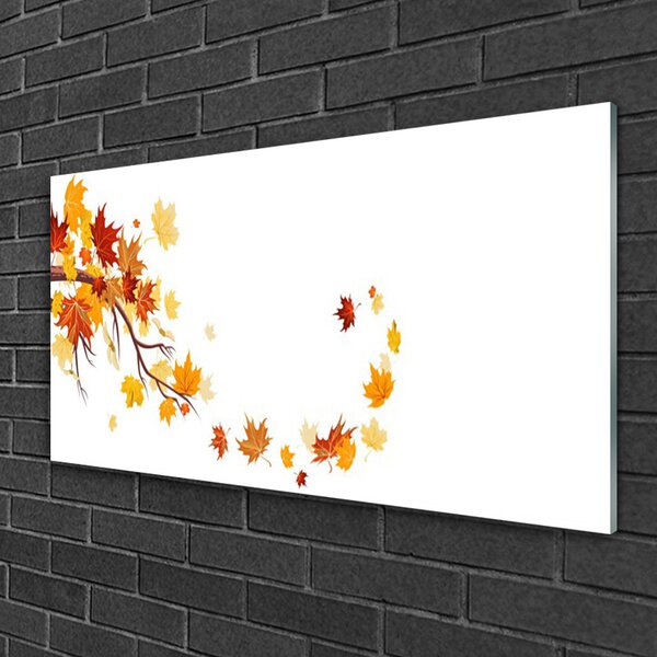 Quadro vetro Foglie Pianta d'arte 100x50 cm 2 appendini