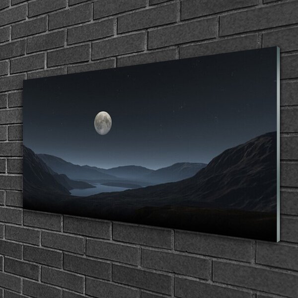 Quadro su vetro Paesaggio notturno della luna 100x50 cm 2 appendini