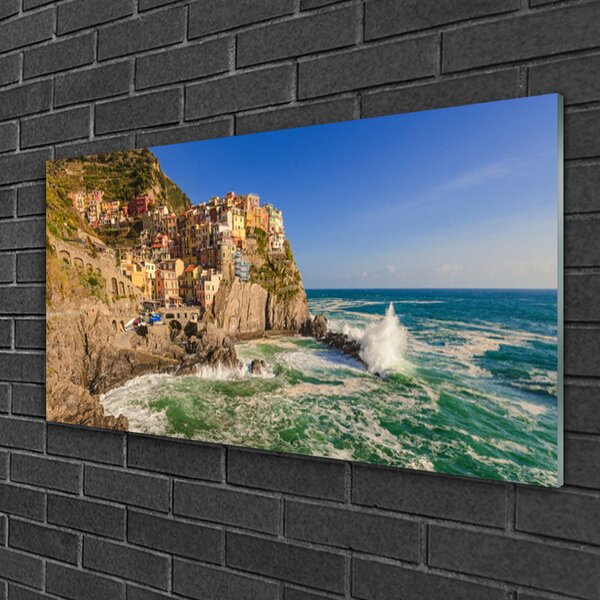 Quadro in vetro Mare Montagne Paesaggio 100x50 cm 2 appendini