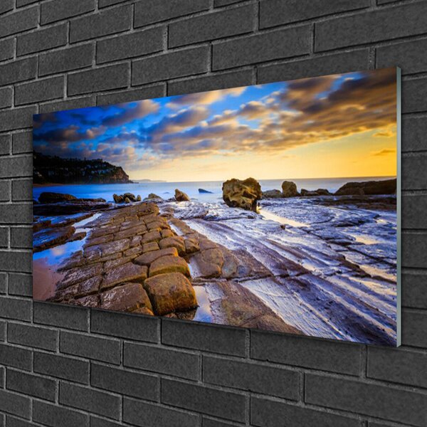 Quadro in vetro Paesaggio della spiaggia 100x50 cm 2 appendini
