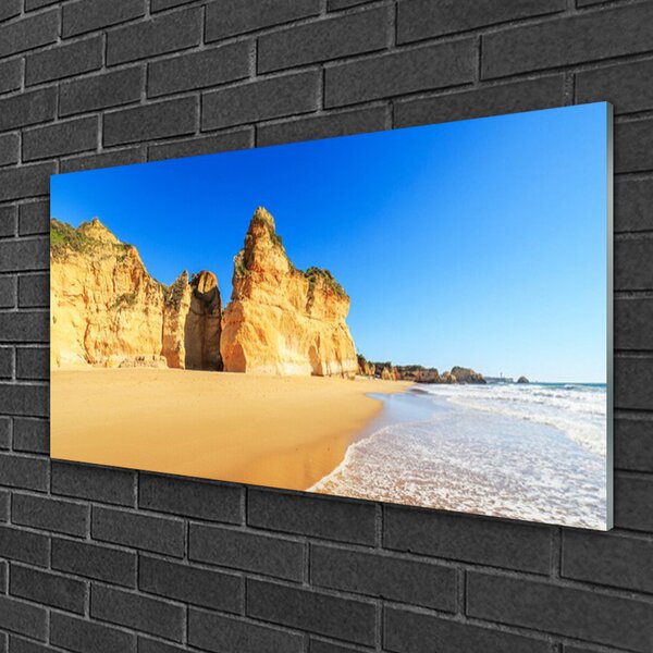 Quadro in vetro Paesaggio di Ocean Beach 100x50 cm 2 appendini