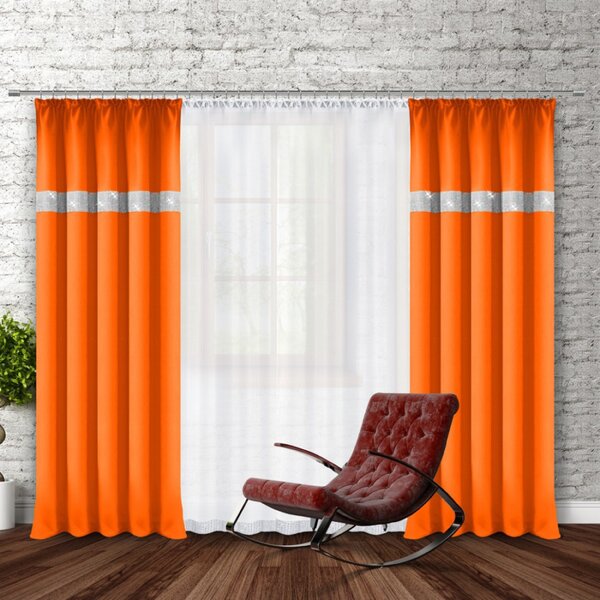 Tenda con nastro e zirconi 140x250 cm arancio