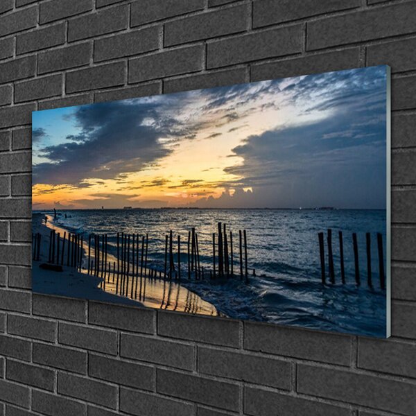 Quadro vetro Paesaggio spiaggia mare 100x50 cm 2 appendini