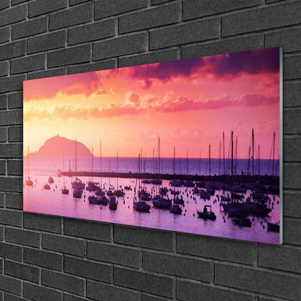 Quadro in vetro Paesaggio marino 100x50 cm 2 appendini