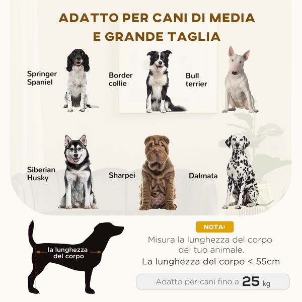 PawHut Divano Imbottito per Cani Taglia Medio-Grande max. 32kg con Rivestimento Morbido, Sfoderabile e Lavabile, Grigio|Aosom