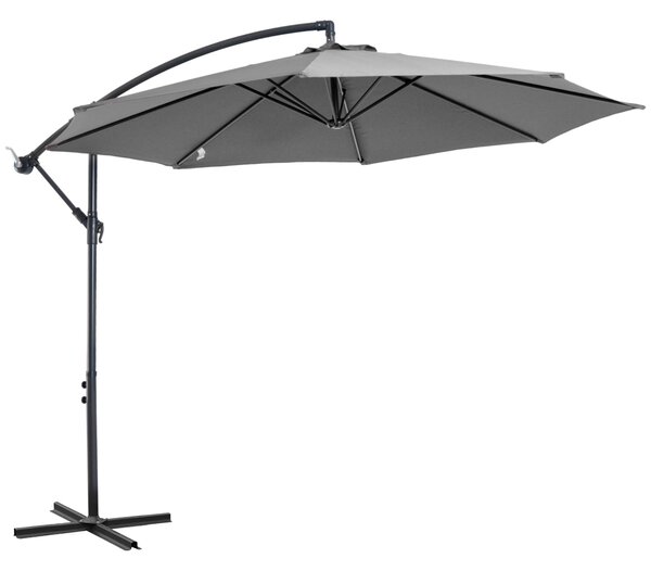 Outsunny Ombrellone da Esterni Struttura in Acciaio e Poliestere Impermeabile Anti-UV Φ300x250cm Grigio|Aosom