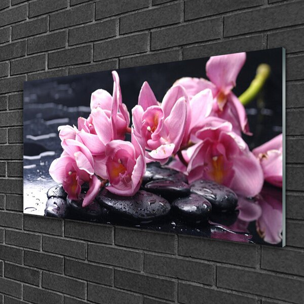 Quadro di vetro Pianta di orchidea da fiore 100x50 cm 2 appendini