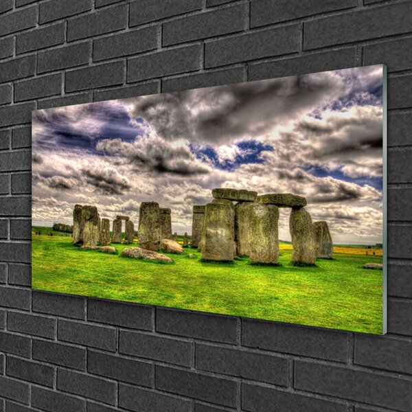 Quadro su vetro Paesaggio di Stonehenge 100x50 cm 2 appendini