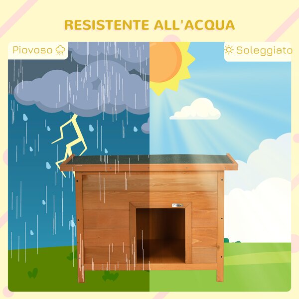 PawHut Cuccia per Cani Impermeabile da Esterno in Legno di Abete, 82 x 58 x 58cm|Aosom