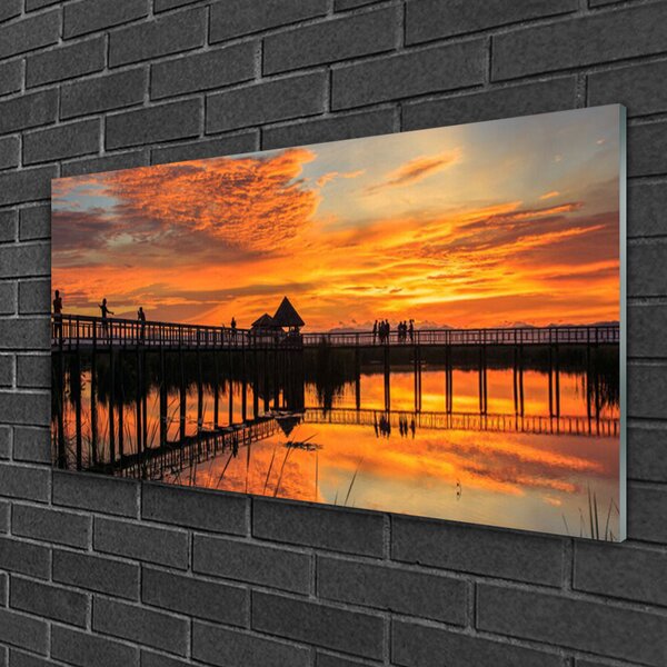 Quadro vetro Architettura del mare a ponte 100x50 cm 2 appendini