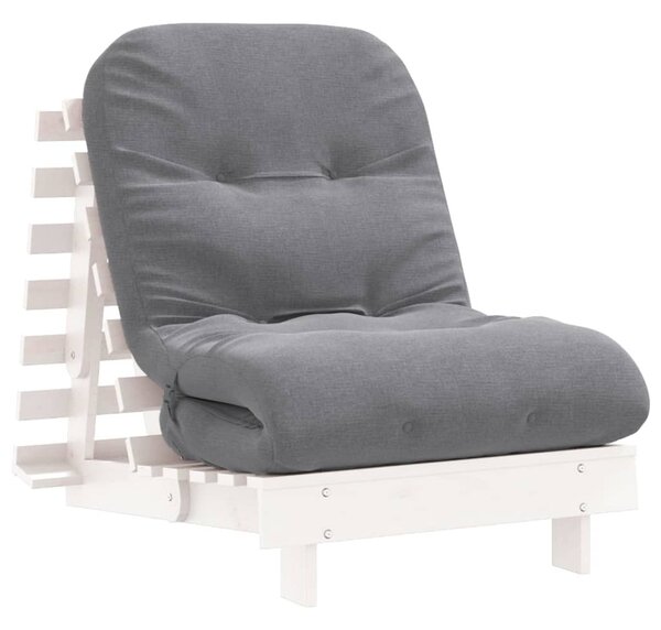 Divano Letto Futon con Materasso Bianco 70x206x11cm Legno Pino