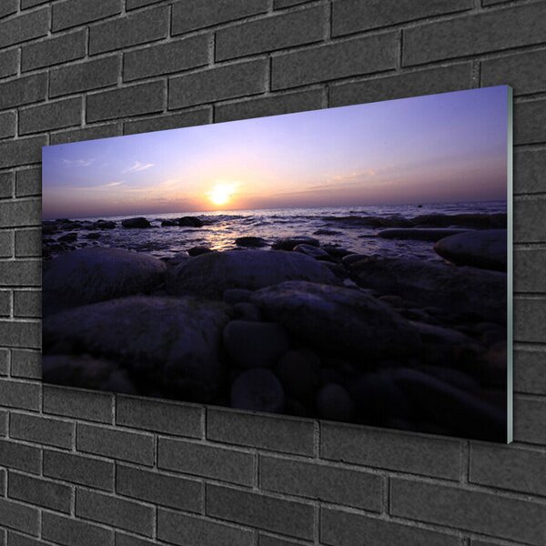 Quadro vetro Pietre Paesaggio marino 100x50 cm 2 appendini