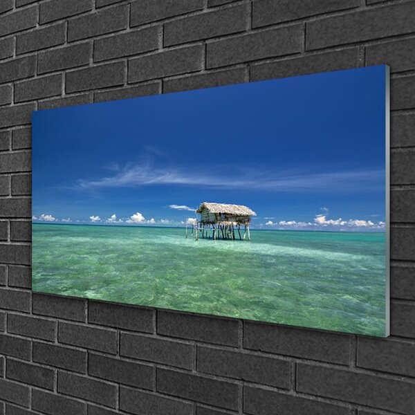 Quadro in vetro Paesaggio marino 100x50 cm 2 appendini