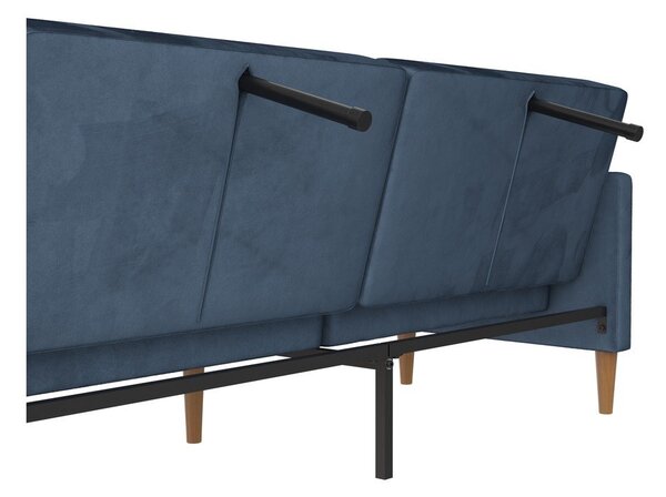 Divano letto in velluto blu 207 cm Lilly - Støraa