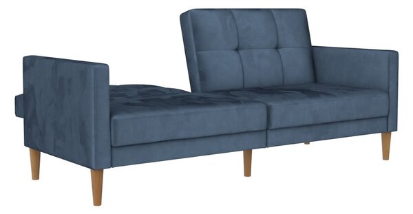 Divano letto in velluto blu 207 cm Lilly - Støraa