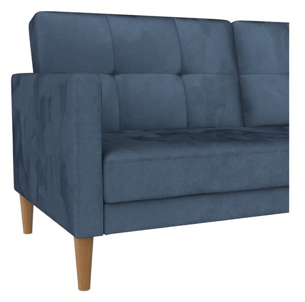 Divano letto in velluto blu 207 cm Lilly - Støraa