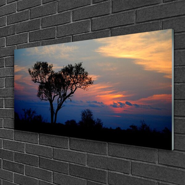 Quadro in vetro Albero della natura 100x50 cm 2 appendini