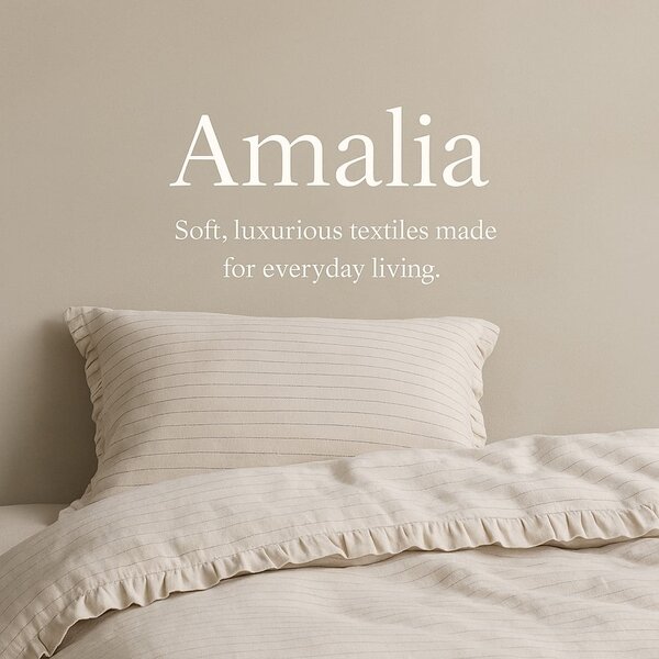 Set copripiumino e federa beige in cotone renforcé per letto matrimoniale ed esteso 240x220 cm Amalia Striped – Mila Home Luxury