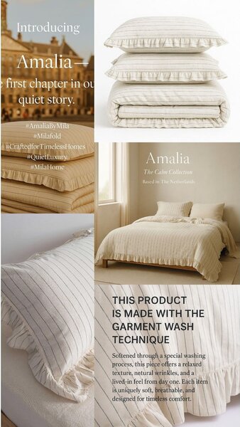 Set copripiumino e federa beige in cotone renforcé per letto matrimoniale ed esteso 240x220 cm Amalia Striped – Mila Home Luxury