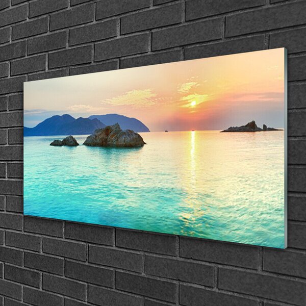 Quadro di vetro Paesaggio marino 100x50 cm 2 appendini