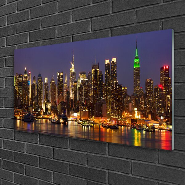 Quadro di vetro Case di città 100x50 cm 2 appendini