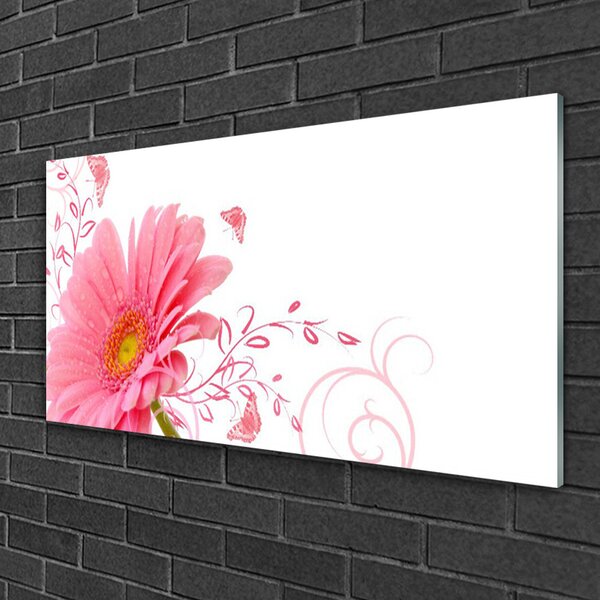 Quadro in vetro Fiore Pianta naturale 100x50 cm 2 appendini