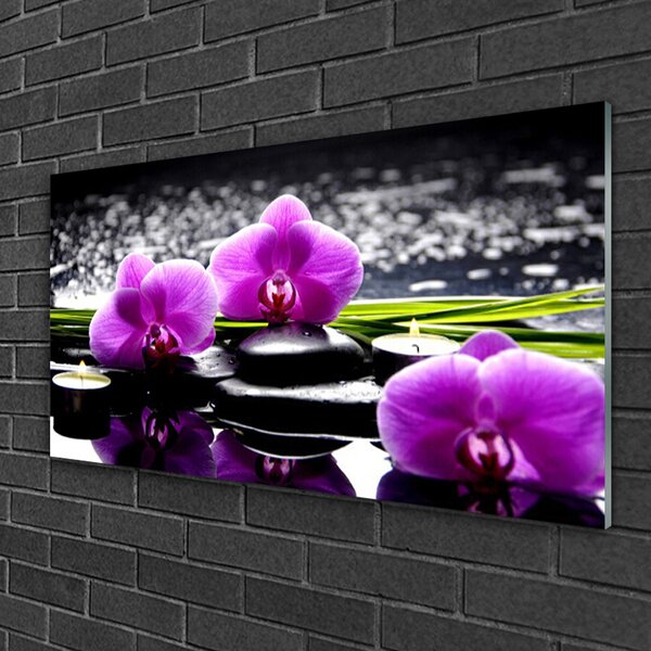Quadro vetro Pianta di orchidea da fiore 100x50 cm 2 appendini