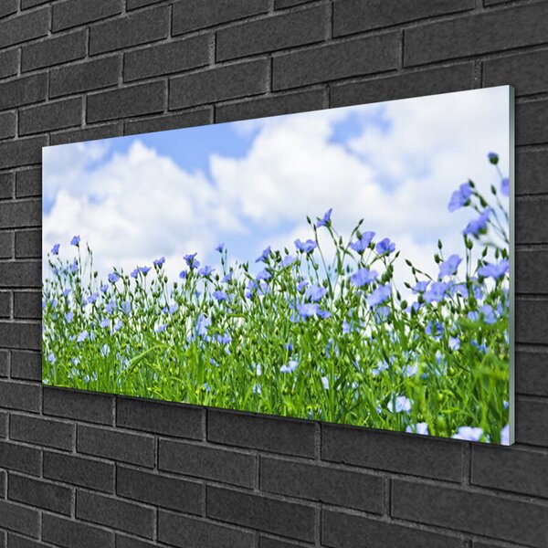 Quadro di vetro Fiori Pianta naturale 100x50 cm 2 appendini