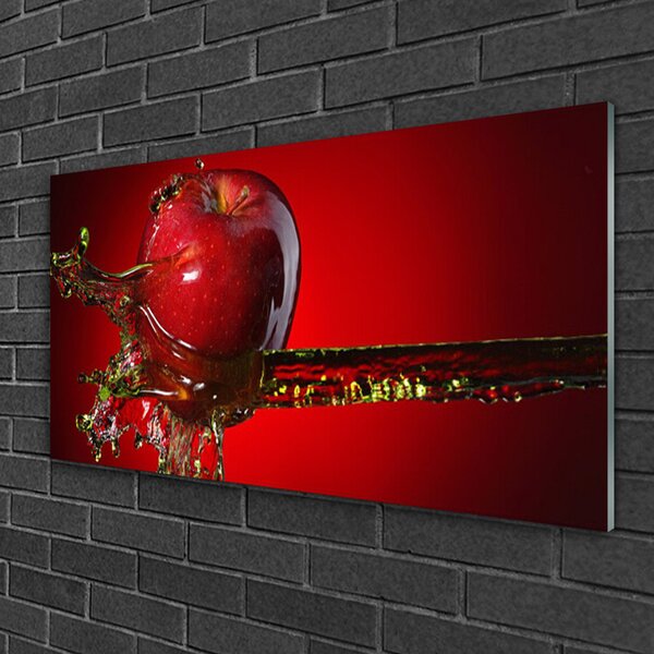 Quadro vetro Cucina acqua e mele 100x50 cm 2 appendini