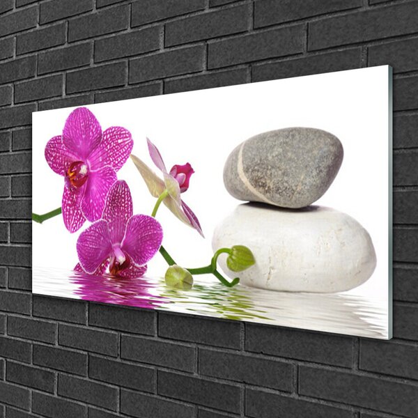 Quadro in vetro Fiore Arte Bianca 100x50 cm 2 appendini