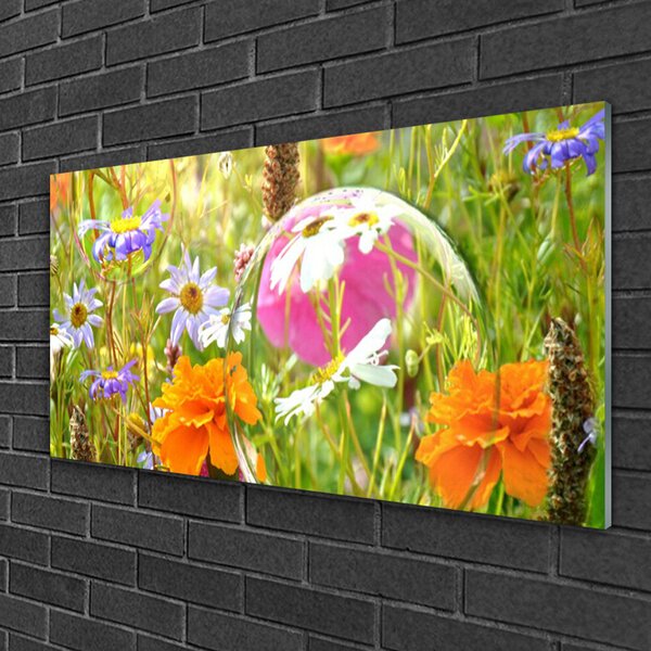 Quadro in vetro Fiori Pianta naturale 100x50 cm 2 appendini
