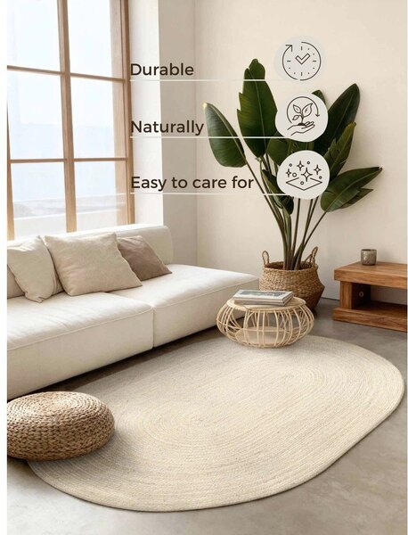 Tappeto color crema in iuta reversibile/tessuto a mano 160x230 cm Braided – Hanse Home