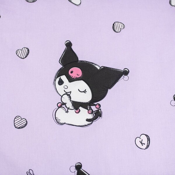 Set copripiumino e federa da bambini rosa in cotone per letto singolo 140x200 cm Hello Kitty "Kuromi" – Jerry Fabrics