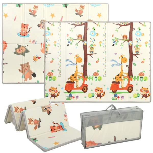 AIYAPLAY Tappeto Gioco Bambini 200x150x1.5 cm a Tema Foresta Pieghevole Reversibile in XPE, 0-3 Anni, Multicolore | Aosom Italy
