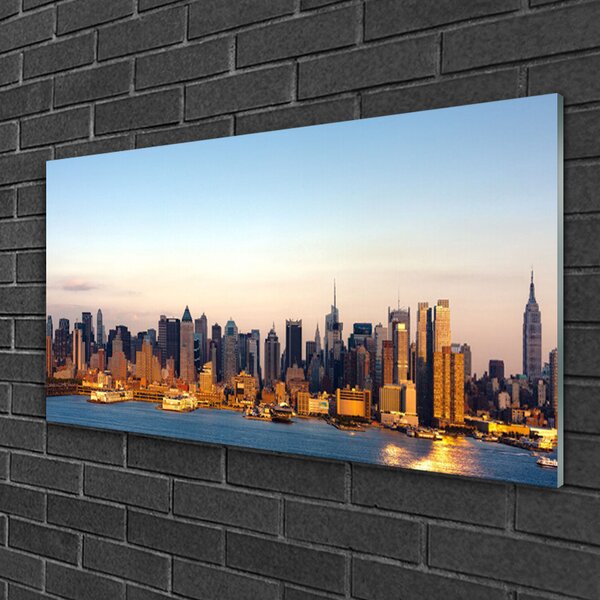 Quadro in vetro Case di città 100x50 cm 2 appendini