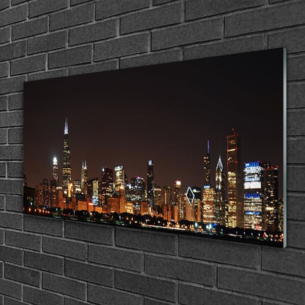 Quadro su vetro Case di città 100x50 cm 2 appendini