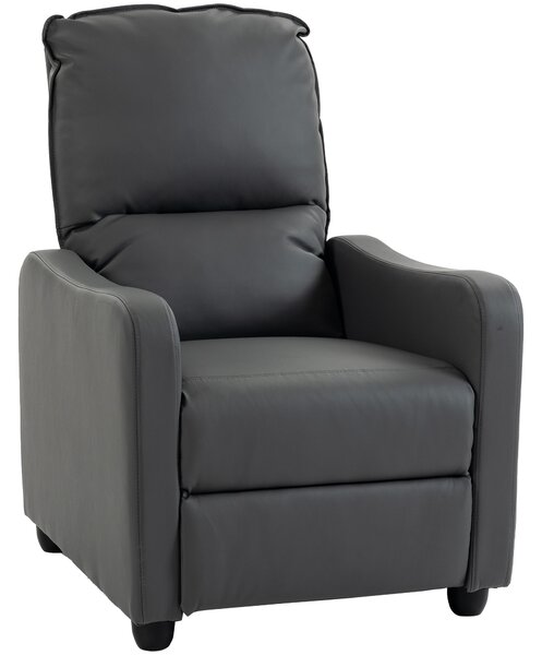 HOMCOM Poltrona Relax Reclinabile Manuale 155° con Poggiapiedi, in Pelle PU, per Soggiorno e Camera, Grigio scuro | Aosom Italy