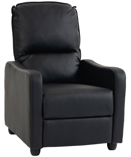 HOMCOM Poltrona Relax Reclinabile Manuale 155° con Poggiapiedi, in Pelle PU, per Soggiorno e Camera, 69x91x100cm, Nero | Aosom Italy