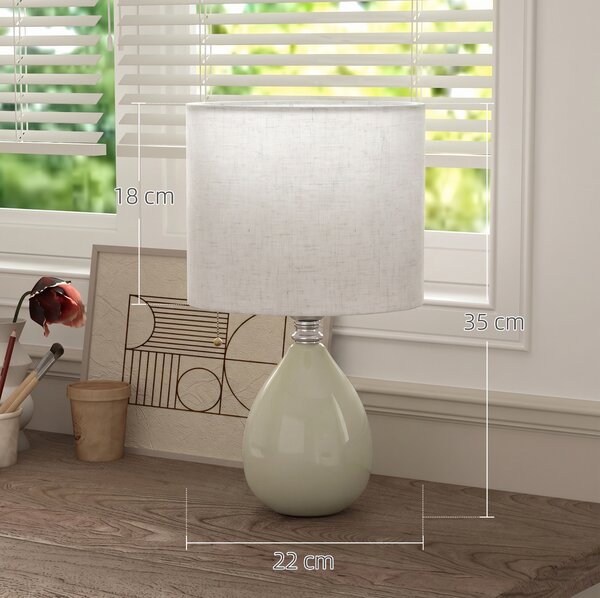 HOMCOM Lampada da Tavolo in Ceramica con Paralume in Tessuto Effetto Lino, E27, Interruttore a Bilanciere, Crema | Aosom Italy