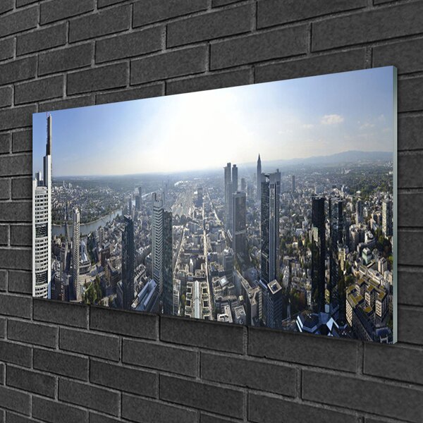 Quadro su vetro Case di città 100x50 cm 2 appendini