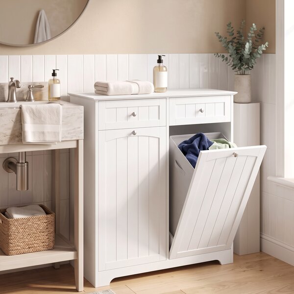 HOMCOM Mobile Bagno Salvaspazio con 2 Cassetti e 2 Cesti, Bianco | Aosom Italy