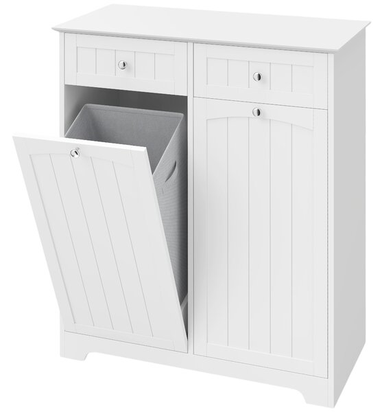 HOMCOM Mobile Bagno Salvaspazio con 2 Cassetti e 2 Cesti, Bianco | Aosom Italy