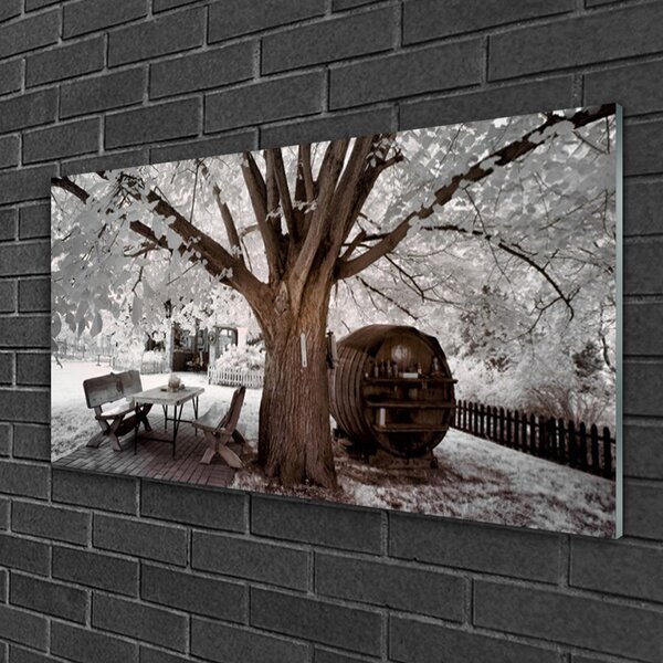 Quadro su vetro Albero della natura 100x50 cm 2 appendini