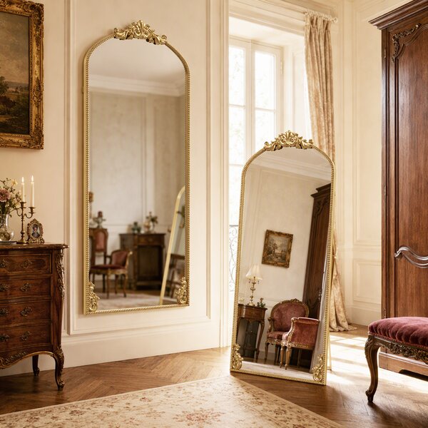HOMCOM Specchio Figura Intera 180 x 75 cm, da Appendere o Appoggiare, da Terra, Oro Vintage | Aosom Italy