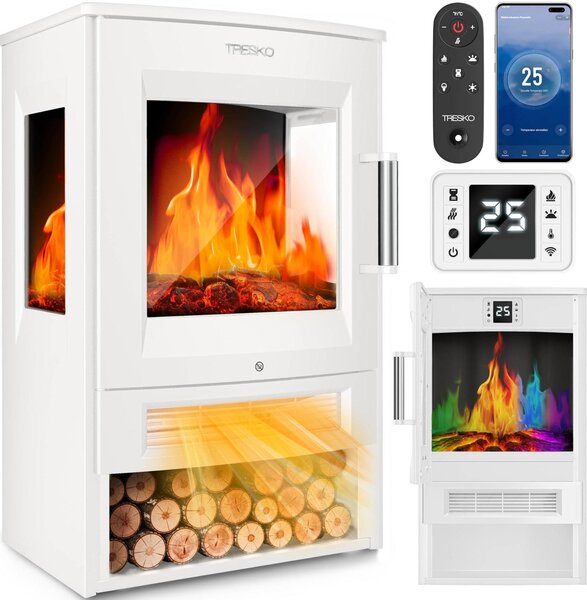 Camino elettrico - 1800 W - Compatibile con la domotica - Nero