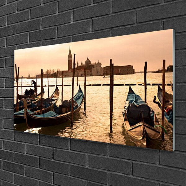 Quadro su vetro Barca Mare Paesaggio 100x50 cm 2 appendini