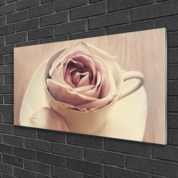 Obraz na Szkle Kubek Róża Sztuka 100x50 cm 2 appendini