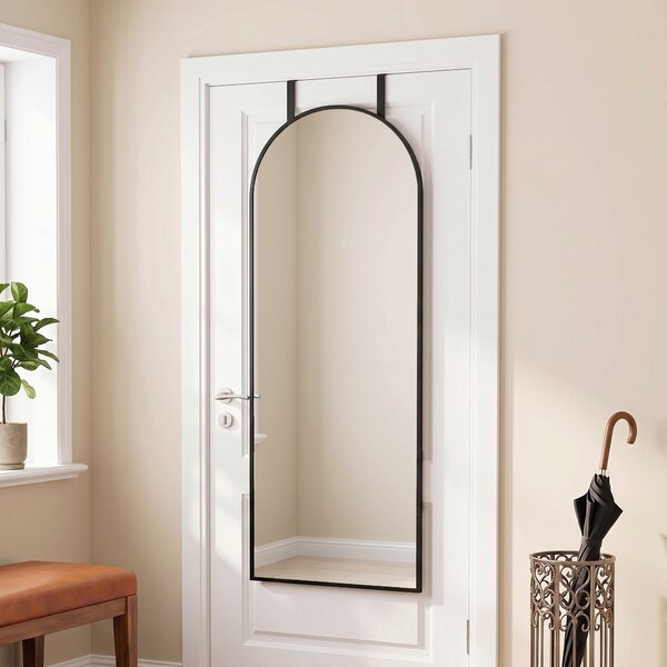 HOMCOM Specchio da Parete ad Arco, 110x40 cm, Cornice in Alluminio, Ganci, Design Moderno, Nero | Aosom Italy