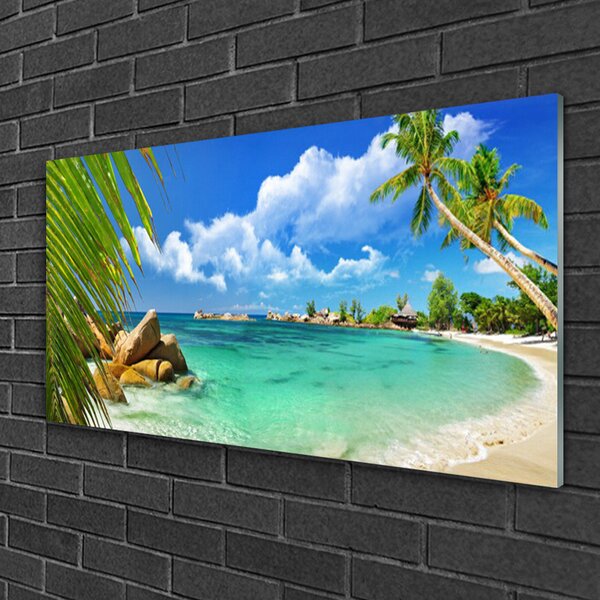 Quadro su vetro Paesaggio marino 100x50 cm 2 appendini
