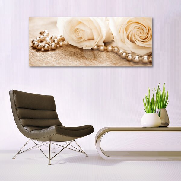 Quadro di vetro Rose Fiori Pianta 100x50 cm 2 appendini